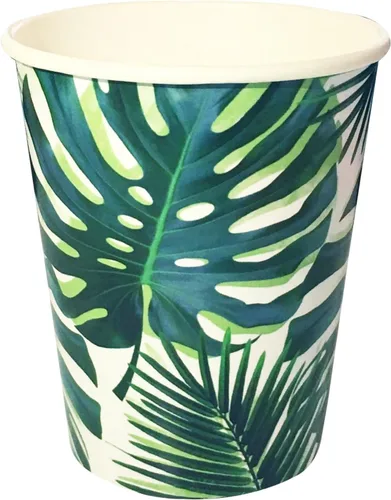 Talking Tables 8 tazas de papel de hoja de palma tropical para fiesta, perfectas para barbacoas de verano, Luau hawaiano, cumpleaños de la selva y