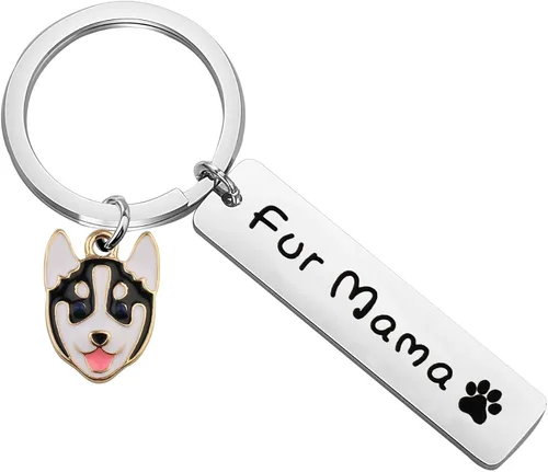 BEKECH perro mamá regalo piel mamá llavero huella huella perro amante joyería perro perro persona regalo mamá perro regalo