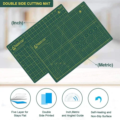 Miniatura 4 de Headley Tools Tapete de corte autorreparable grueso de 18 x 12 pulgadas, tapete de costura de corte giratorio A3 para manualidades, tabla de cortar