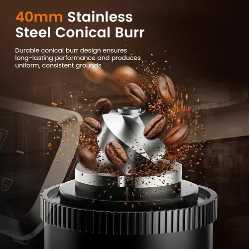 Miniatura 4 de Molinillo eléctrico de café de rebabas, 30 ajustes de molienda, molinillo de café Emojoy para uso doméstico, pantalla táctil y panel de control LED