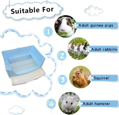 Miniatura 5 de PINVNBY Caja de arena grande para conejos, bandeja de arena para mascotas más grande con cajón, caja de inodoro de esquina para conejillos de indias