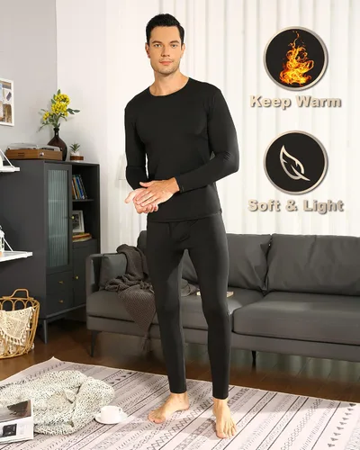 Miniatura 4 de ViCherub Thermal Underwear for Men Fleece Lined Long Johns Base Layer Top and Bottom Set for Cold Weather
