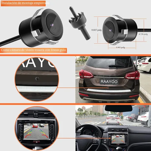 Miniatura 6 de Cámara de reserva inversa, RAAYOO L002, ángulo de visión amplio de 170 grados, 2 en 1, universal para coche, cámara de visión