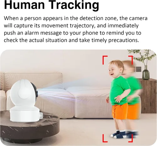 Miniatura 7 de EVERSECU Cámara de seguridad para el hogar con detección de humo y gas con alarma de sonido y alerta en tiempo real, seguimiento automático