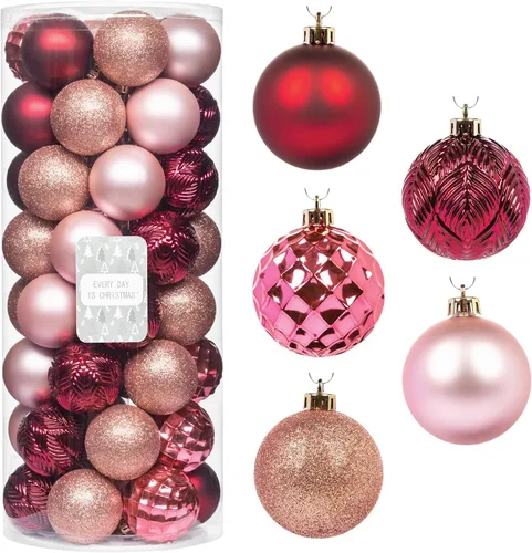 Miniatura 12 de Every Day is Christmas - Juego de adornos para colgar de Navidad de 50 unidades, juego de adornos inastillables para árbol de Navidad, decoración