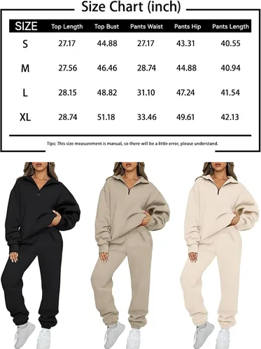 Miniatura 7 de AUTOMET Womens 2 Piece Outfits Long Sleeve Sweatsuits Sets Half Zip Sweatshirts with Joggers Sweatpants