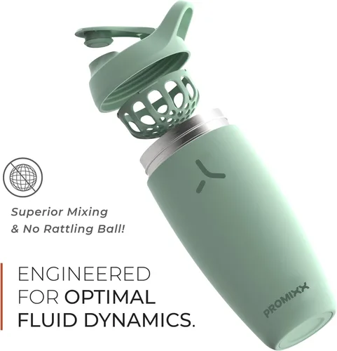 Miniatura 6 de PROMiXX Botella agitadora Pursuit Edición Nueva – Botella de agua con aislamiento de acero inoxidable y taza agitadora, 18 onzas, gris grafito