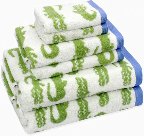 Miniatura 32 de ORIGINAL KIDS Juego de 6 toallas – Bath Time Sugar & Spice – 2 toallas, 2 toallas de mano y 2 paños – 100% algodón jacquard suave absorbente toalla