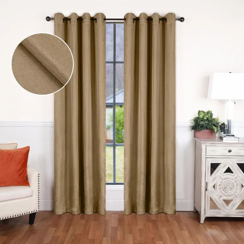 Miniatura 7 de Superior Juego de 2 cortinas opacas con textura de lino, par de paneles con aislamiento térmico con cabecera superior con ojales, cortinas clásicas
