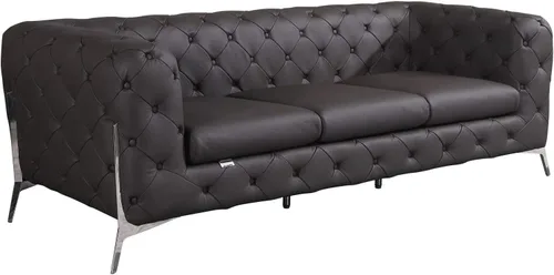 Miniatura 43 de Blackjack Furniture Modena - Moderno juego de sofá de 3 piezas de cuero italiano de grano superior, elegante diseño copetudo y patas de acero Beige