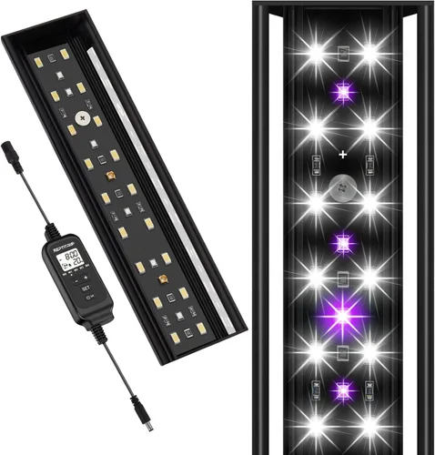 REPTITRIP Lámpara LED UVB de 8 pulgadas para reptiles, controlador de accesorio de luz LED para reptiles con atenuación y 4 modos UVI, lámpara de