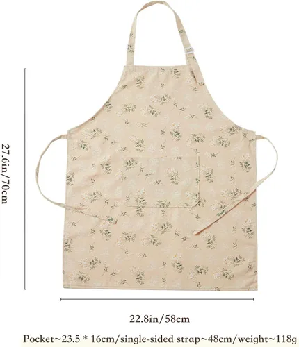 Miniatura 3 de Delantales para mujer con bolsillos, delantal de cocina de lino japonés, ajustable, ligero, transpirable, tela en relieve, para cocinar, hornear