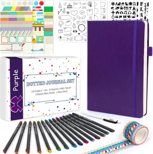 Miniatura 11 de feela Kit de Diario con Puntos, Cuaderno Planificador de Tapa Dura con Cuadrícula de Puntos para Principiantes Mujeres y Niñas, Toma de Notas