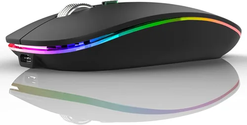 Miniatura 11 de Uiosmuph Ratón inalámbrico LED, G12 Slim recargable silencioso ratón, 2.4G portátil USB óptico inalámbrico ratón de computadora con receptor USB