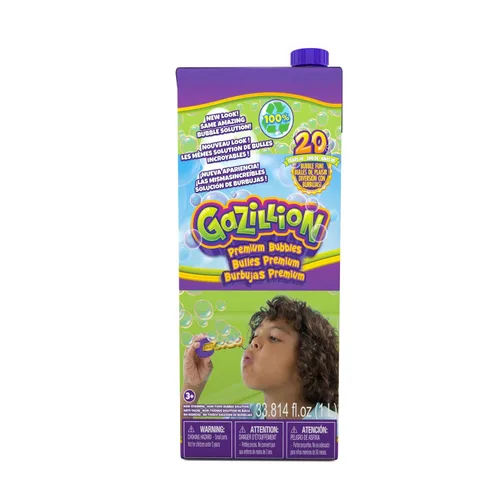 Gazillion Bubbles Solución de Burbujas Premium Original 1L - Burbujas gigantes, vibrantes y seguras con embalaje ecológico, diversión para fiestas