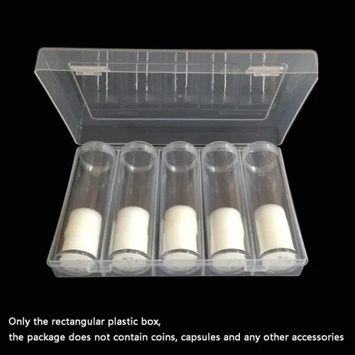 Miniatura 2 de ljhnba 5 ranuras de almacenamiento rectangular de plástico coleccionable, contenedor de almacenamiento apto para 100 piezas de 1.181 in, caja