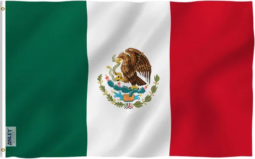 Anley Fly Breeze - Bandera de México de 3 x 5 pies, color vivo y a prueba de decoloración, cabecera de lona y doble costura, banderas nacionales