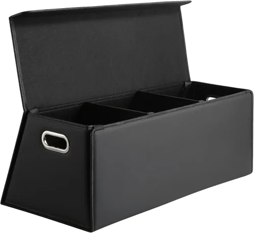 Miniatura 8 de Fyzeoty Organizadores de coche para maletero para SUV Sedán, caja de almacenamiento de cuero, tapa magnética, plegable y ajustable, 16.5 pulgadas