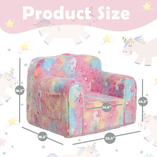 Miniatura 3 de Cómoda silla de espuma para niños, sillón para niños, sofá para niños, sofá para niños, silla de lectura con brillo en la oscuridad (rosa brillante)