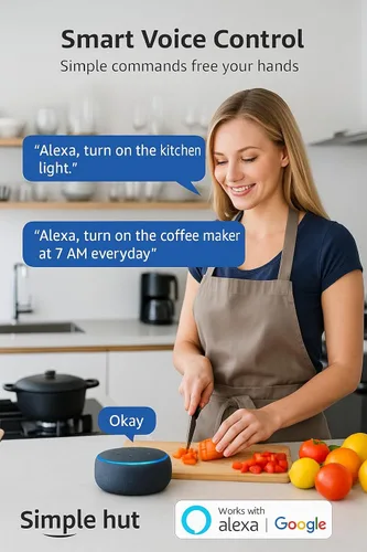 Miniatura 3 de Enchufe inteligente compacto, funciona con Alexa y Google Assistant, aplicación Smart Life y control de voz, monitoreo de energía, programación