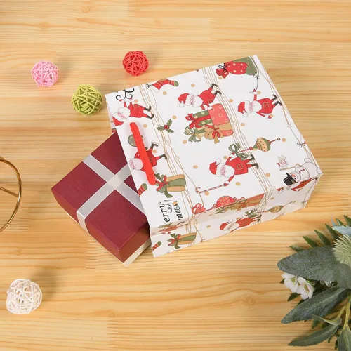 Miniatura 4 de SHIPKEY Paquete de 12 bolsas de regalo de Navidad, bolsas de papel navideñas de Papá Noel en 3 tamaños surtidos con papel de seda, bolsas Tamaños