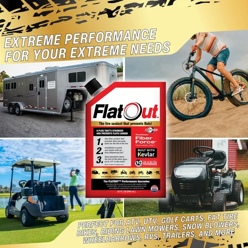 Miniatura 4 de FlatOut Sellador de neumáticos multiusos todoterreno – Previene y repara neumáticos planos – Sella fugas – Contiene Kevlar – Sellador de neumáticos
