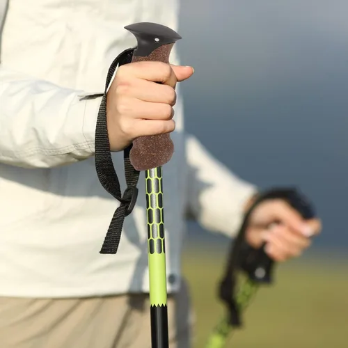 Miniatura 3 de Mango de bastón, mango de caña de senderismo, mango de corcho, agarre de poste de trekking, puntas de bastón, protectores de repuesto, adaptador