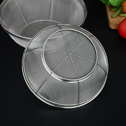 Miniatura 5 de Colador de Malla Fina para Cocina, Colador de Acero Inoxidable de 5 Quart para Pasta, Arroz, Frutas, Cestas de Malla Metálica con Base de Apoyo
