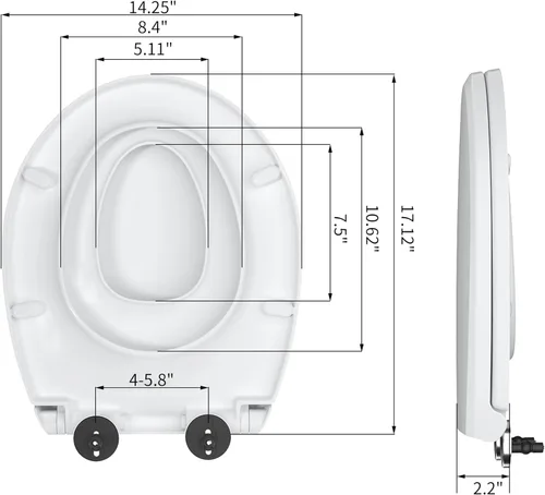 Miniatura 4 de R&T Asiento de inodoro redondo con asiento de entrenamiento para ir al baño integrado, asiento de cierre lento para niños y adultos, fácil