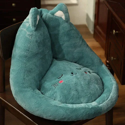 Miniatura 7 de Cojín de asiento de felpa para sofá perezoso de gato, cojín para silla de oficina, tapete cálido para suelo, cojín de asiento acogedor con respaldo