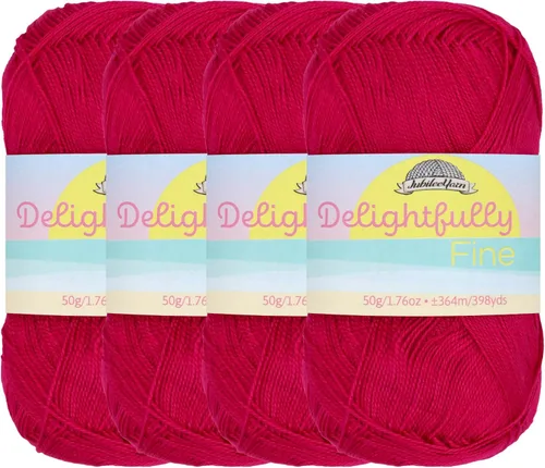 Miniatura 21 de JubileeYarn - Ovillo de hilo deliciosamente fino, 1.76 oz/madeja de rayón de bambú, color rosa polvo, 4 madejas