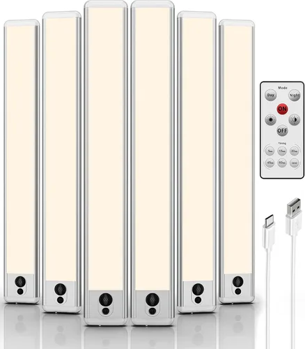Miniatura 11 de EZVALO Luces para debajo del gabinete, luz con sensor de movimiento de 14.5 pulgadas, regulable para interiores, súper brillante, 4000 mAh, luces