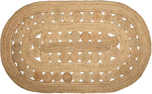 Miniatura 4 de VHC Brands 10713 - Alfombra ovalada de yute para cabina de té, Tela