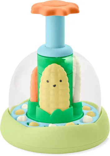 Skip Hop Juguete para bebé de prensa y giro, Farmstand What's Poppin Corn Spinner Hilandero de maíz