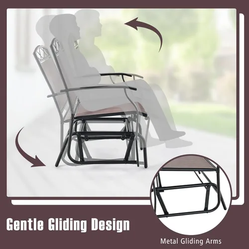 Miniatura 3 de Giantex Juego de 4 sillas deslizantes para patio, mecedoras deslizantes con tela resistente a la intemperie, marco de metal resistente, capacidad