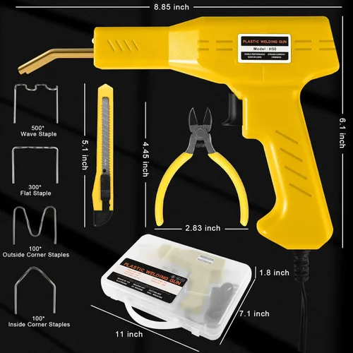 Miniatura 7 de ATOLS Soldador de plástico, 1000 grapas, Kit de soldadura de plástico, Kit de grapadora en caliente, Kit de pistola de soldadura de plástico, Kit