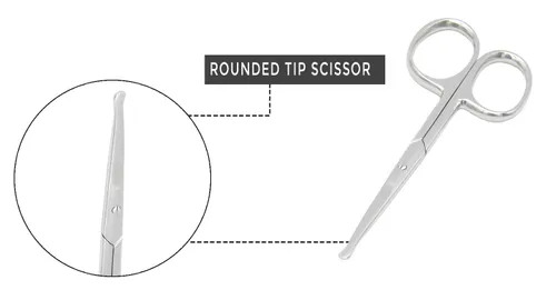 Miniatura 4 de Tijeras de pelo facial pequeñas redondeadas de acero inoxidable, 3.7 pulgadas, tijeras de punta redondeada para pelo de nariz, bigote, barba, cejas