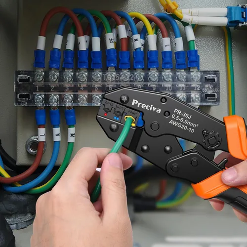 Miniatura 7 de Kit de Herramientas de Crimpado de Terminales de Cable con Nuevo Diseño de Mango, Preciva AWG20-10 Herramienta de Crimpado de Trinquete Aislada