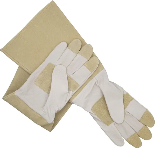 Miniatura 3 de HANDLANDY Paquete - 2 pares: guantes largos de jardinería para poda de rosas, guantes de trabajo de patio resistentes para mujer, color beige