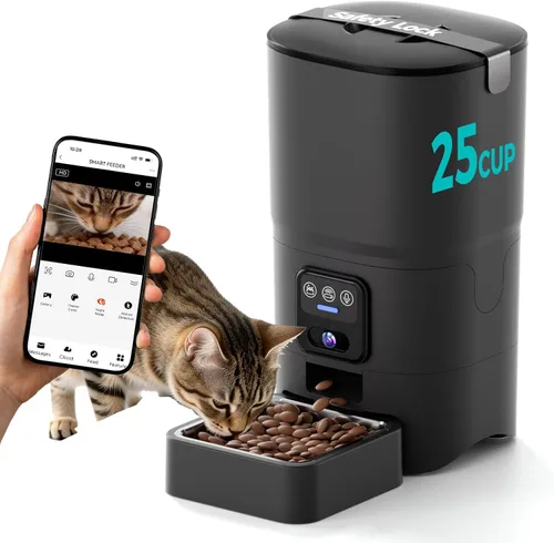 Miniatura 11 de PAPIFEED Comedero automático WiFi 5G: dispensador automático inteligente de comida para gatos con modo de alimentación lenta, desmontable para una