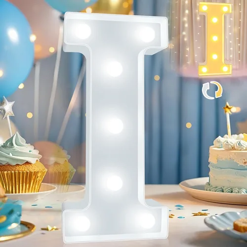 Miniatura 24 de Pooqla Letras con luces LED de marquesina, letras decorativas iluminadas en blanco cálido y blanco frío, letras del alfabeto iluminadas para niños