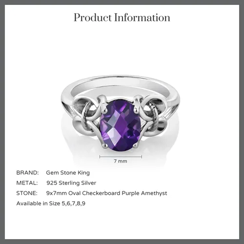 Miniatura 93 de Gem Stone King Anillo de compromiso ovalado con piedra natal para mujer, plata de ley 925, ovalado de 0.354 x 0.276 in, anillo de compromiso