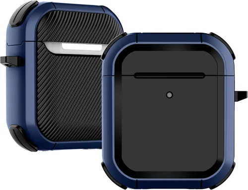 ORIbox Funda protectora que absorbe los golpes compatible con AirPods 1 y AirPods 2, cuerpo completo resistente con llavero para AirPods, azul