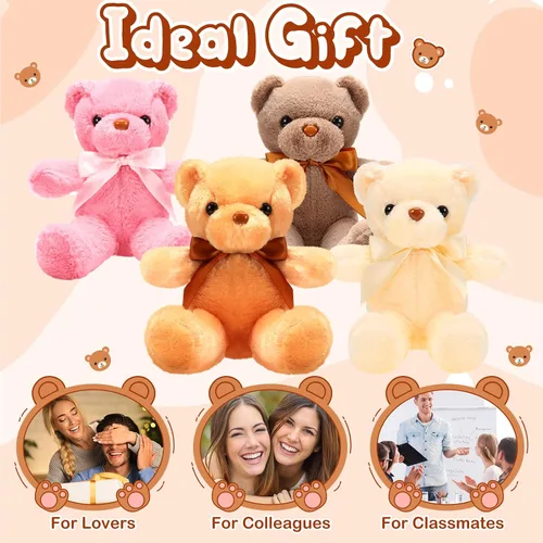 Miniatura 7 de Skylety 10 osos de peluche a granel de 12 pulgadas, osos de peluche suaves de regalo con lazo de cinta para cumpleaños, baby shower, boda