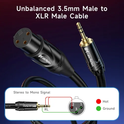 Miniatura 2 de CABLE MATTERS (1/8 pulgadas) Cable desequilibrado de 3.5 mm a XLR (cable XLR a 3.5 mm) macho a hembra
