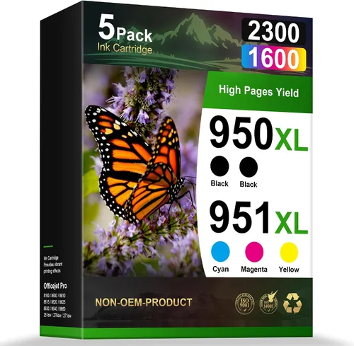 Paquete de 5 cartuchos de tinta 950XL y 951XL compatibles con cartuchos de tinta HP 950 951 para impresora HP OfficeJet Pro 8600 8610 8615 8620 8100