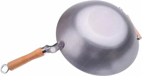 Miniatura 2 de Wok de acero de carbono con manija asistidora, parte inferior, 12 pulgadas, calibre 14 de grosor, hecho en EE. UU.