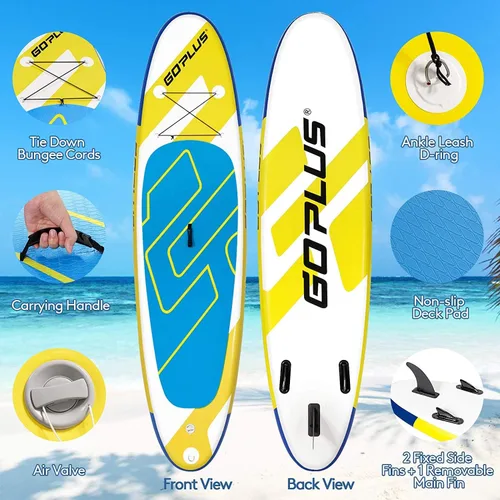 Miniatura 4 de Goplus Tabla de remo inflable de pie, 10 pies/10.5 pies/11 pies con paquete de accesorios, paleta ajustable, bolsa de transporte, aleta, bomba