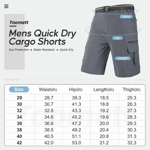 Miniatura 6 de Pantalones cortos de senderismo para hombre, de secado rápido, ligeros, transpirables, para exteriores, de carga., Beige