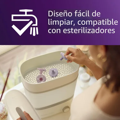 Miniatura 5 de Philips Avent Soothie Chupetes ortodónticos para bebé, 100% de silicona, de una pieza, sin BPA, para bebés de 0 a 3 meses, 2 lila y 2 rosa, paquete